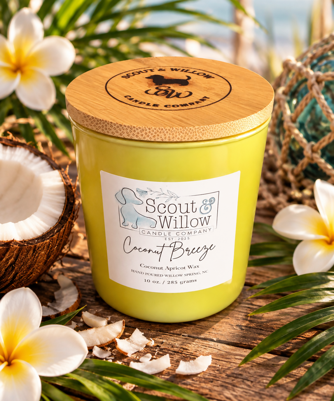 Coconut Breeze Yellow Jar Wood