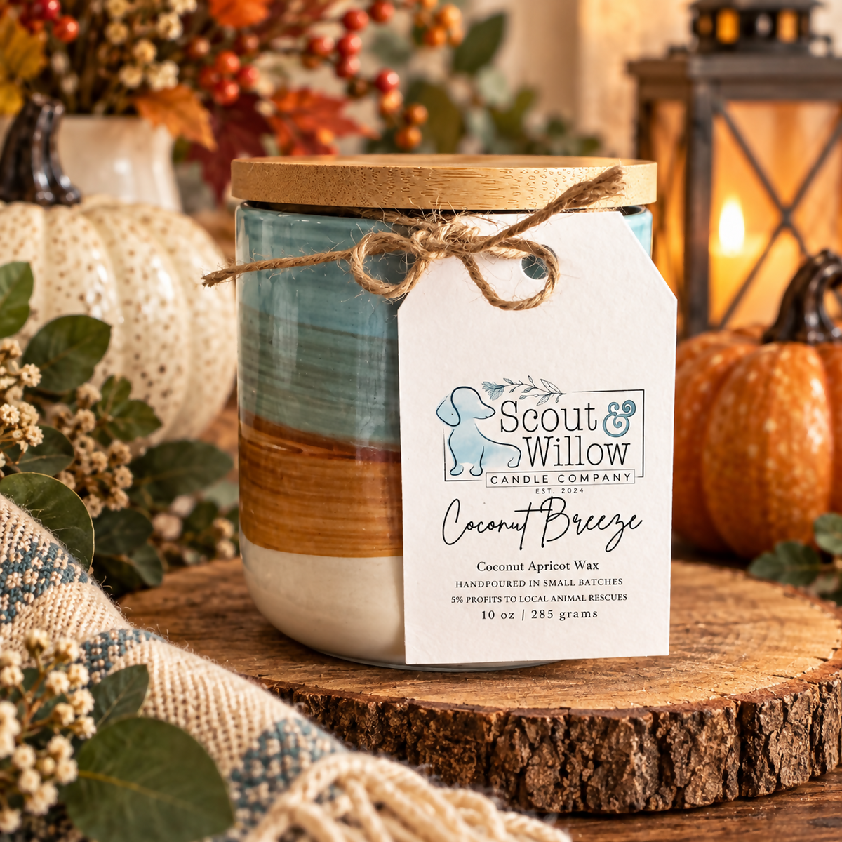 Coconut Breeze Candle Coastal Jar Wood Lid