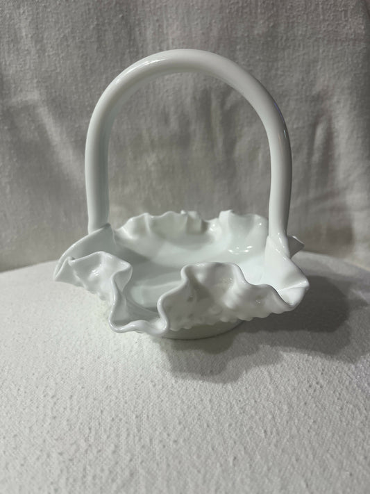 Fenton milk glass basket