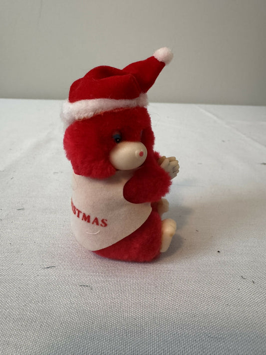 Vintage 1980s Red Plush Clip-on "Hugger" Bear