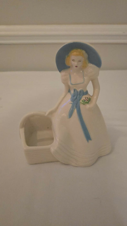 1940s Hull Pottery Lady with Basket Planter