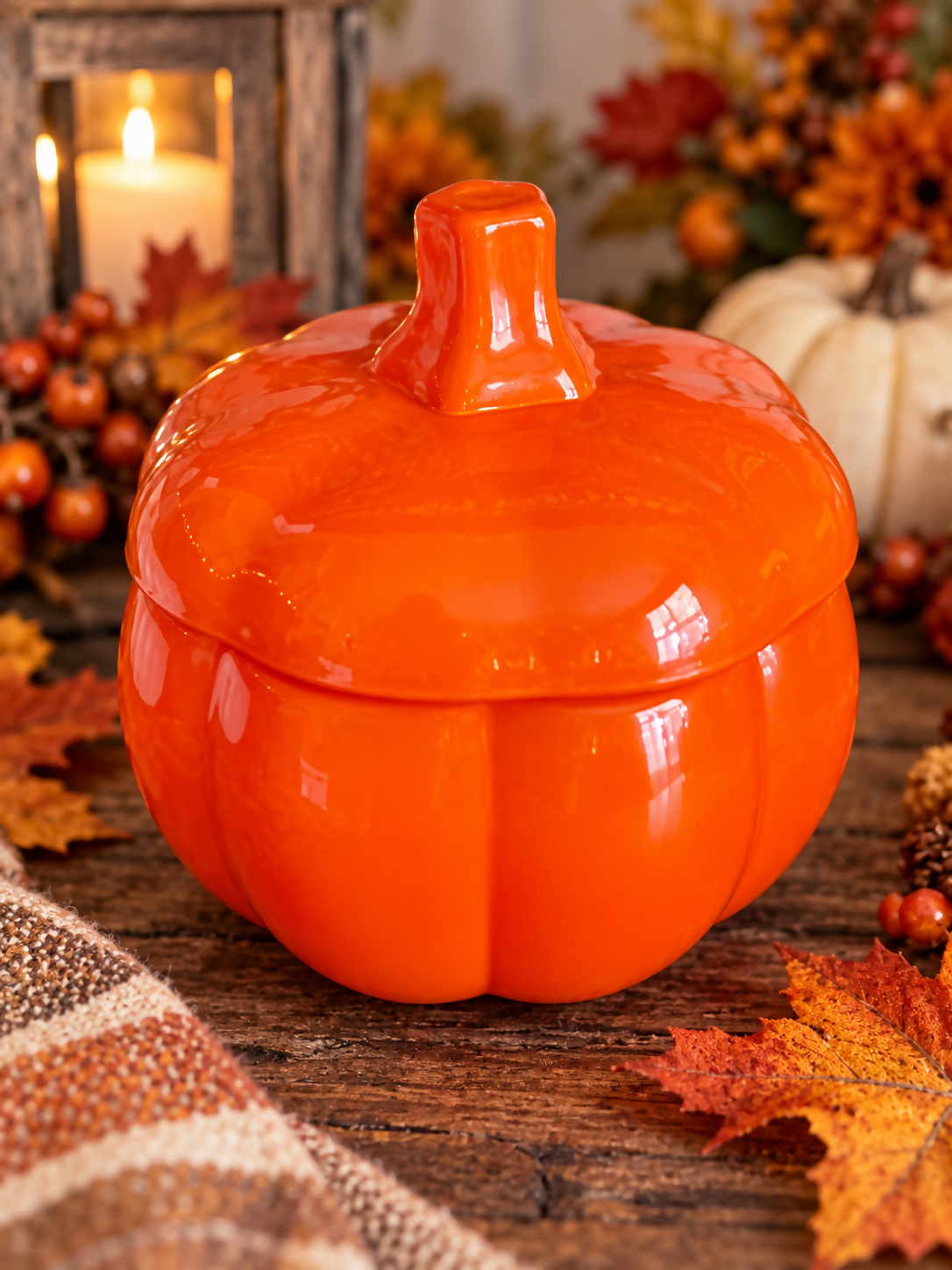 Pumpkin Harvest Candle Orange Glass Pumpkin Jar