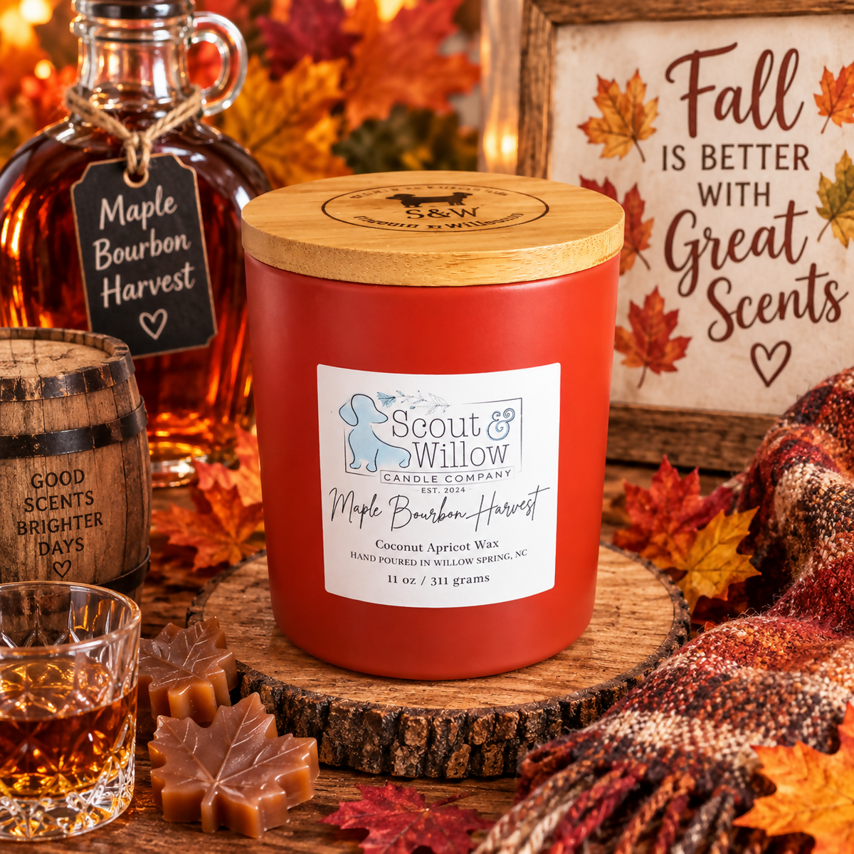 Maple Bourbon Harvest Orange Jar Wood