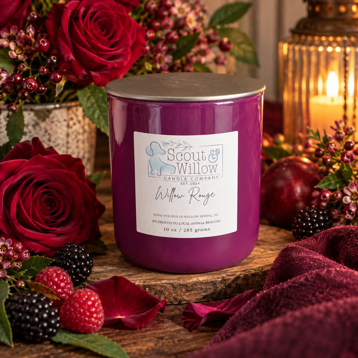 Willow Rouge Candle Purple Jar Silver Lid
