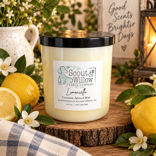 Limoncello Candle Clear Glass Jar Black Lid