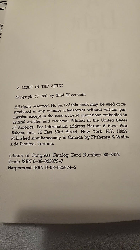 A Light In the Attic Shel Silverstein 1981