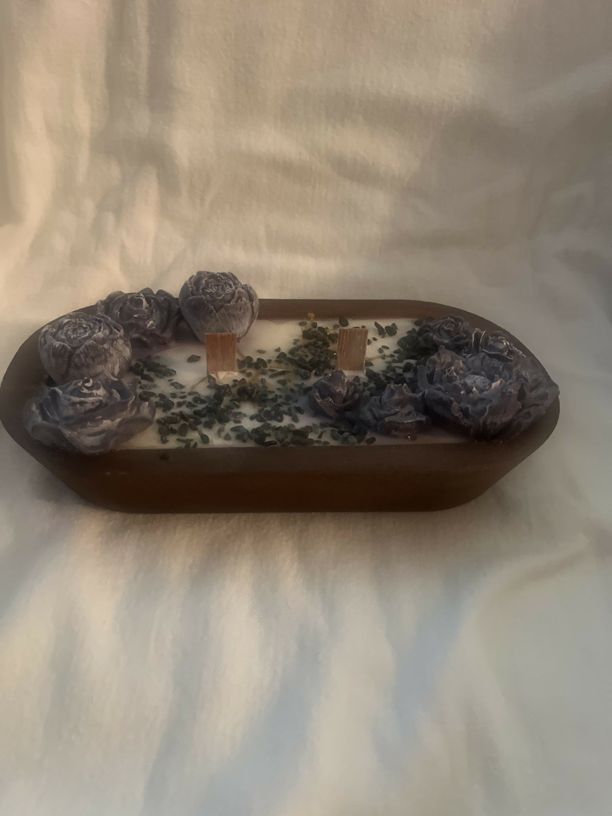 Handcrafted floral dough candle