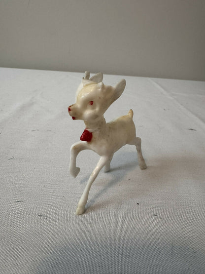 Vintage 1960s MCM Red Flocked Deer