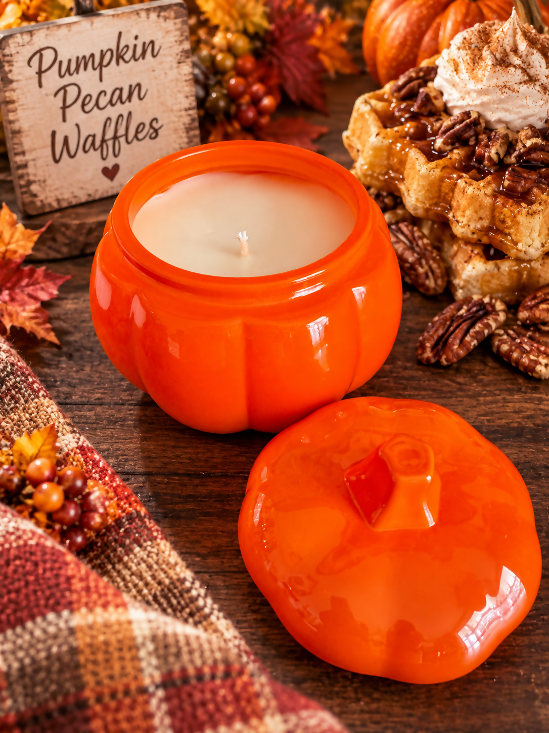 Pumpkin Pecan Waffles Candle Orange Pumpkin Jar
