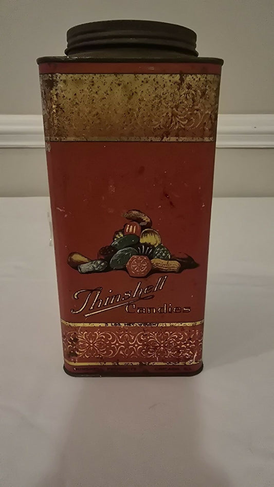 Antique Thin Shell Candies Store Tin