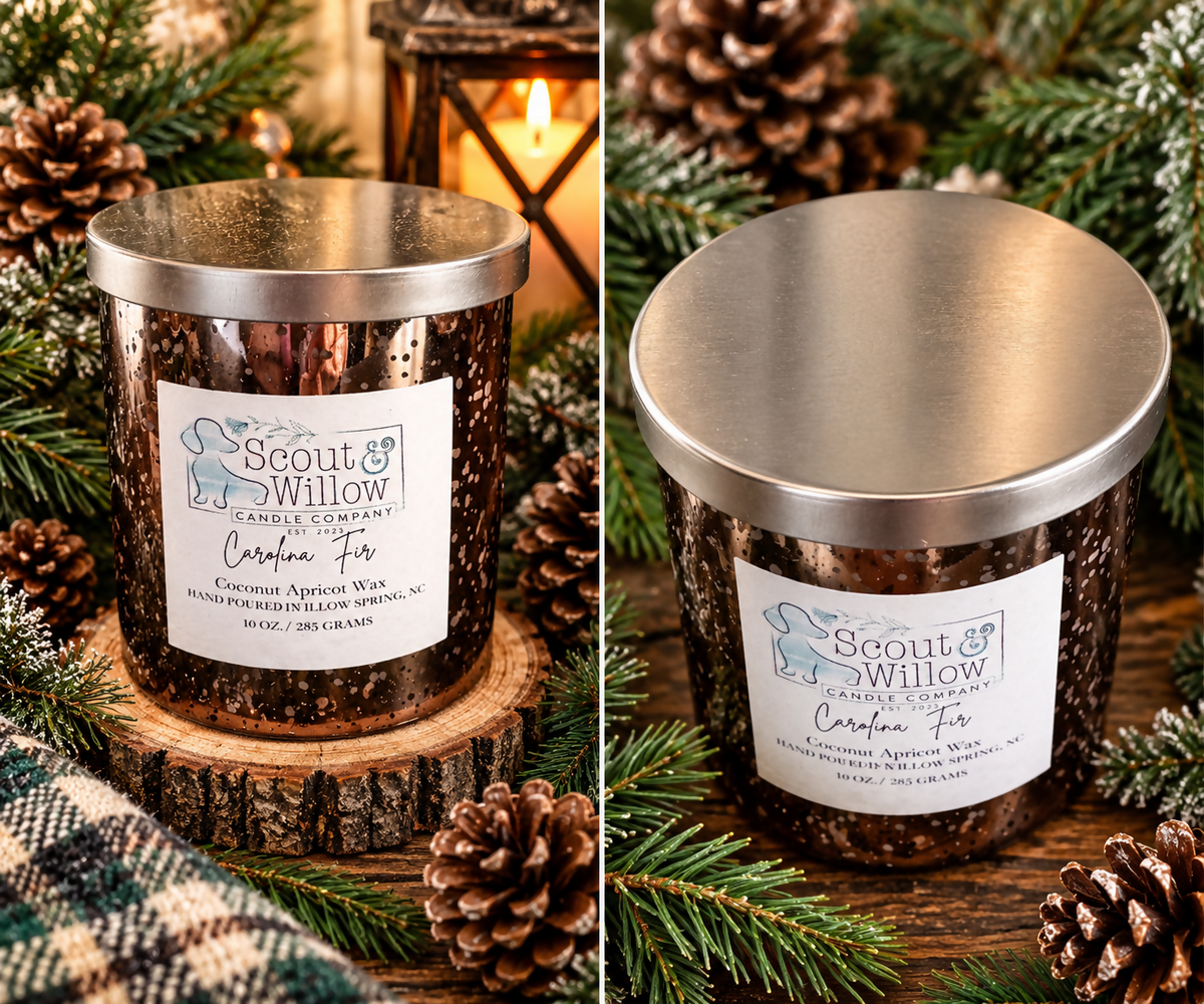 Carolina Fir Candle Metallic Jar