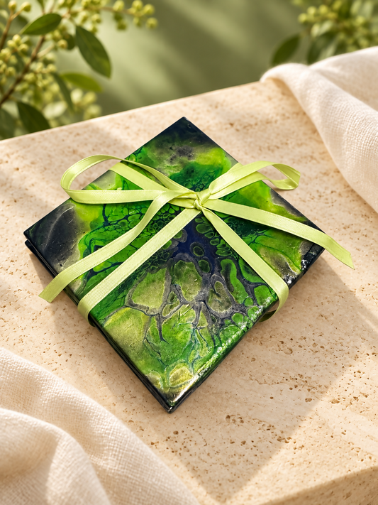 Coasters Green Abstract