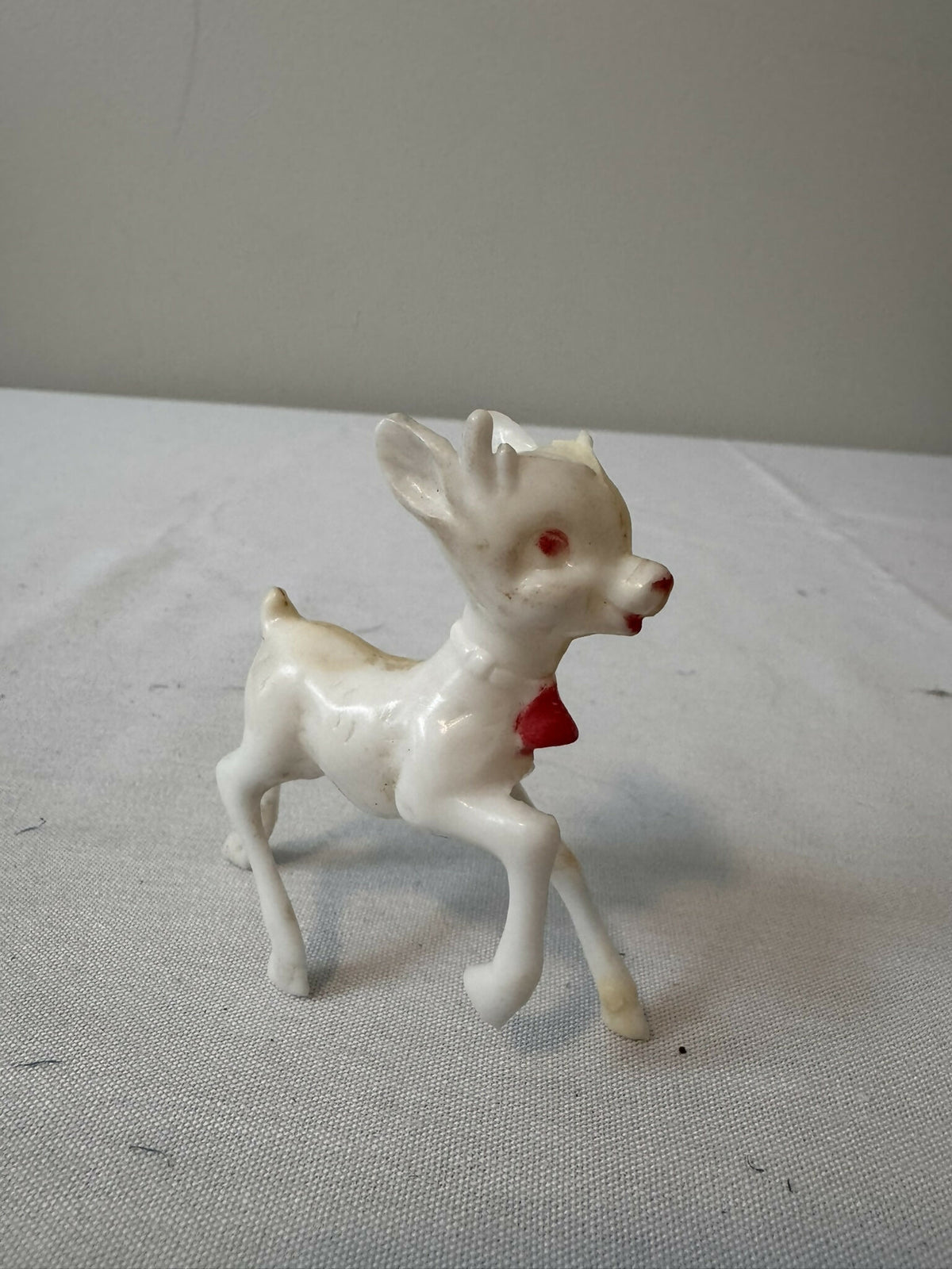 Vintage 1960s MCM Red Flocked Deer