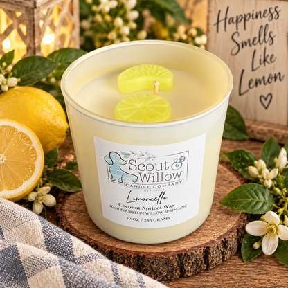 Limoncello Candle Clear Glass Jar Black Lid