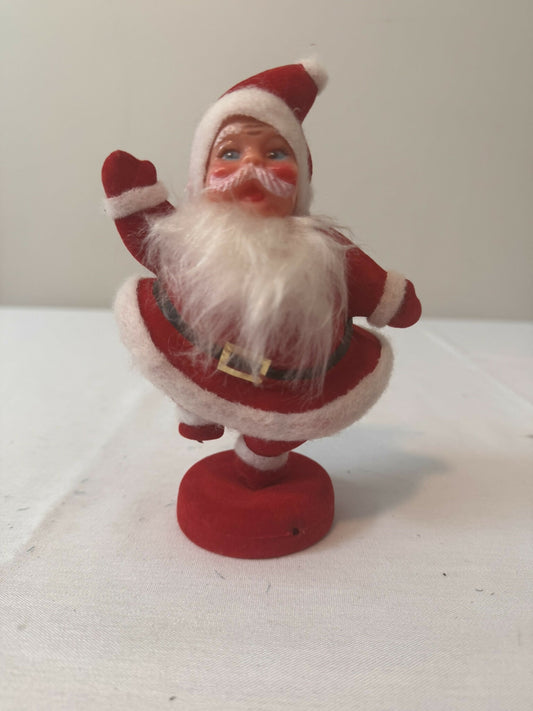 Vintage 1960s MCM Flocked "Dancing Santa"
