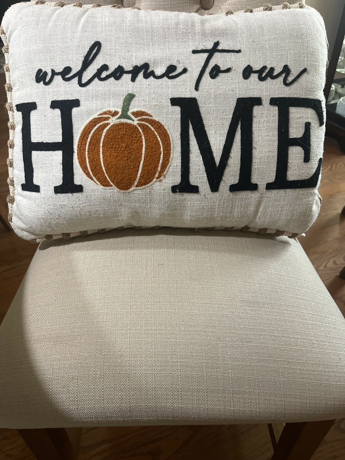 Welcome home pumpkin pillow