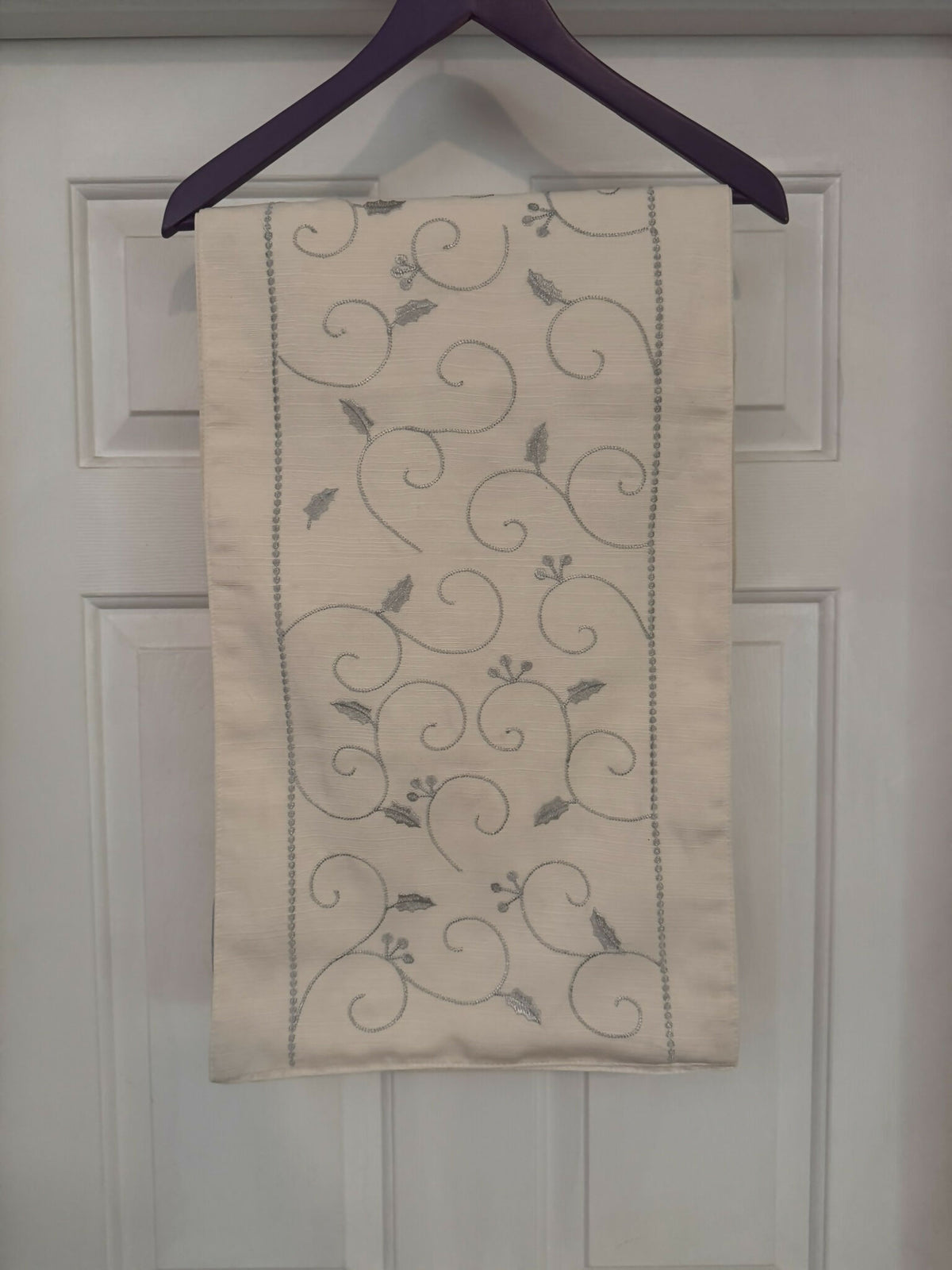 Elegant Embroidered Holiday Table Runner