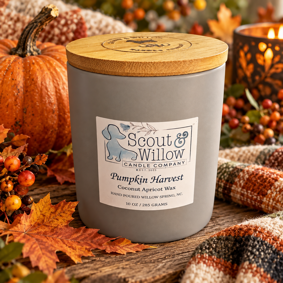 Pumpkin Harvest Candle Grey Jar