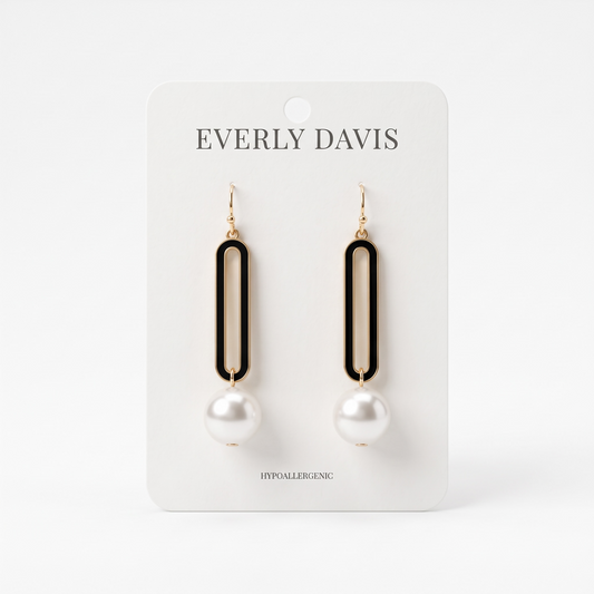 Metal and Pearl Earrings
