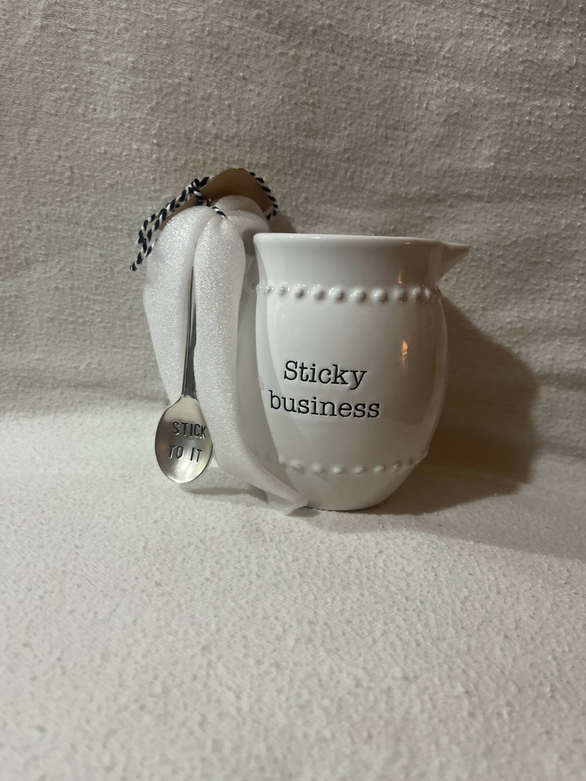 Mud pie syrup pitcher