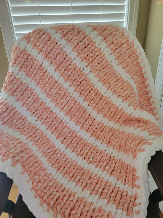 Cantaloupe and white baby/lap blanket