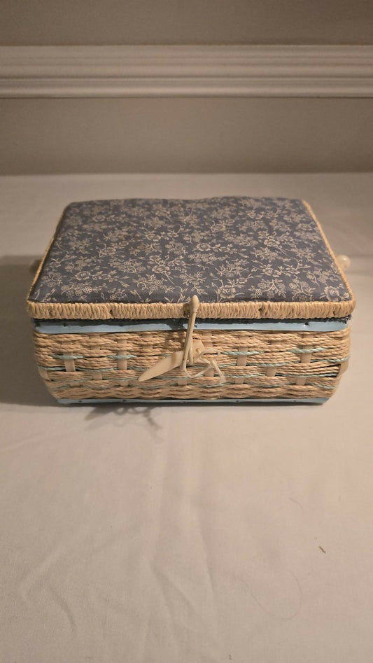 Vintage Fabric Covered Sewing Box