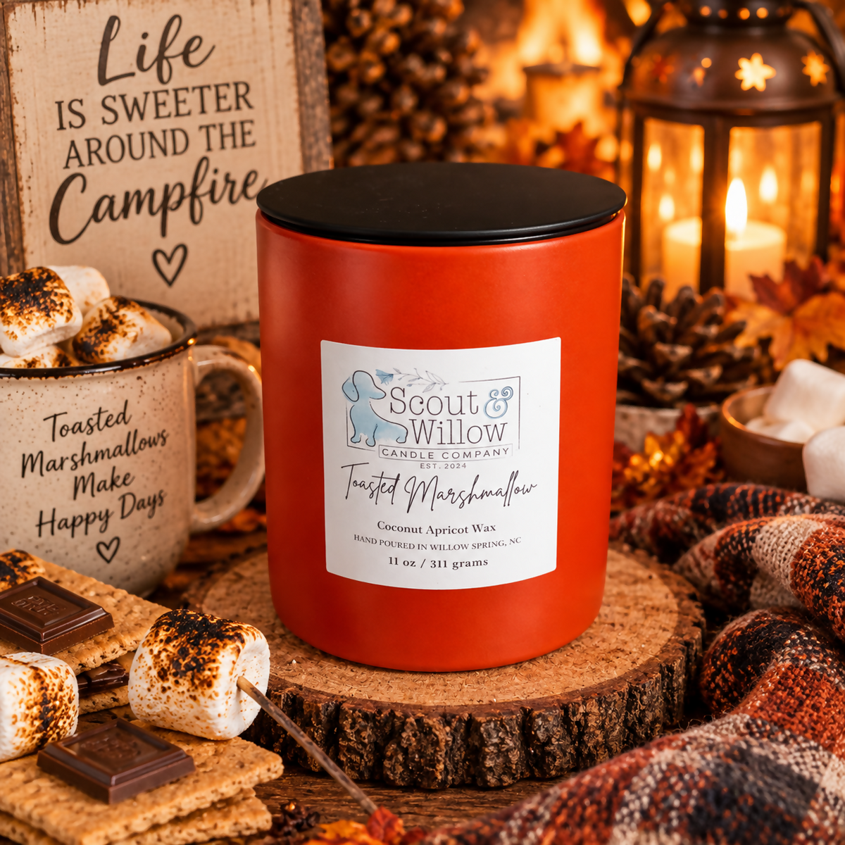 Toasted Marshmallow Orange Jar Black Lid